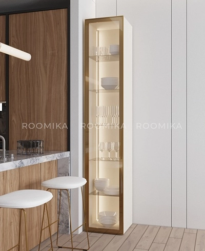 Шкаф со стеклянными фасадом полки стекло с подсветкой R220.1