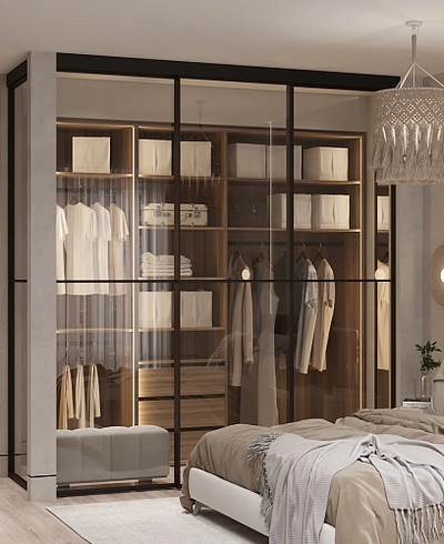 Составная перегородка из стекла для спальни GRACE 5