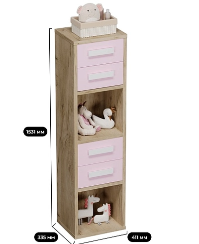 Cтеллаж сквозной книжный на 4 ниши с фасадом E804