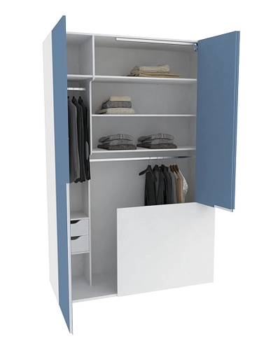 Шкаф двухдверный с фальш-стенкой и раздвижжными дверьми, фасады в эмали LE205 L/R