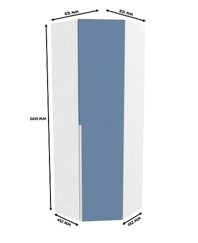Шкаф угловой равносторонний, фасады в эмали LE218.1
