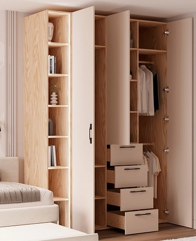 Шкаф трехдверный с ящиками глубокий L203.60