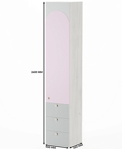 Шкаф однодверный с ящиками, фасады в эмали LE223