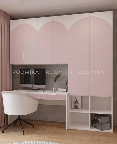 Шкаф двухдверный, фрезерованные фасады в эмали LE217.44-1