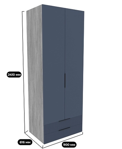 Шкаф двухдверный с ящиками глубокий, фасады в эмали LE211.60