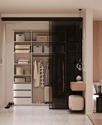 Перегородка для зонирования, стекло Титан GRACE 2