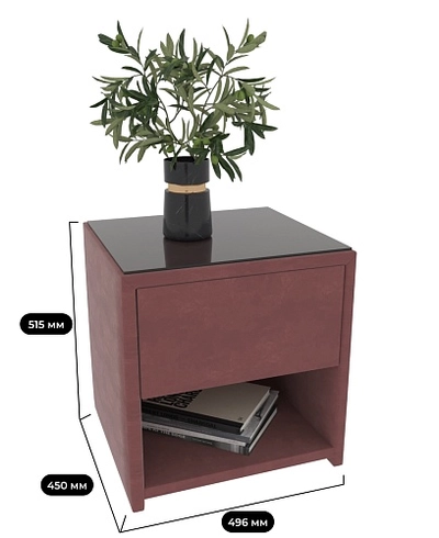 Тумба прикроватная мягкая, стекло прозрачное САНРАЙС 751