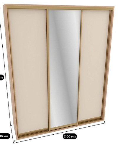 Шкаф-купе ХG216.60-3, профиль INTEGRO, фасад МДФ/зеркало серебро