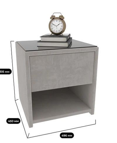Тумба прикроватная мягкая, стекло прозрачное САНРАЙС 751