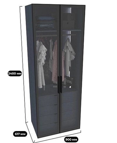 Шкаф для спальни с четырьмя ящиками и штангой с подсветкой R210.60-3