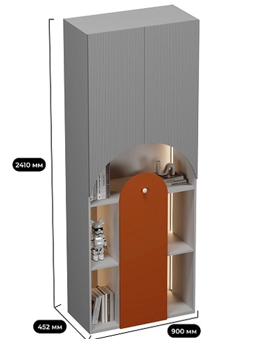 Стеллаж для книг с подсветкой, фрезерованные фасады в эмали LЕ253.44 L/R