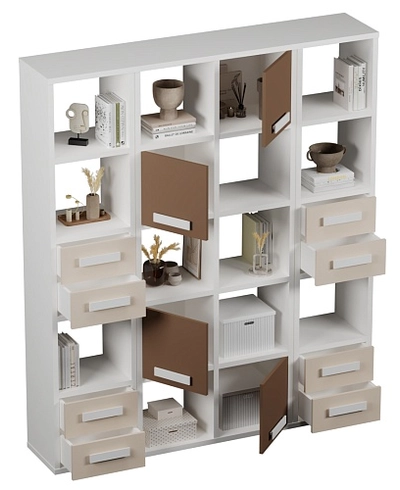 Стеллаж сквозной книжный на 15 ниш с ящиками E805,E810