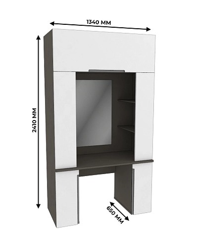 Стол туалетный с секцией и зеркалом, фасады в эмали LE404.60