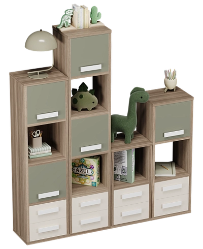 Стеллаж сквозной книжный на 14 ниш с ящиками E802,E803,E804,E805