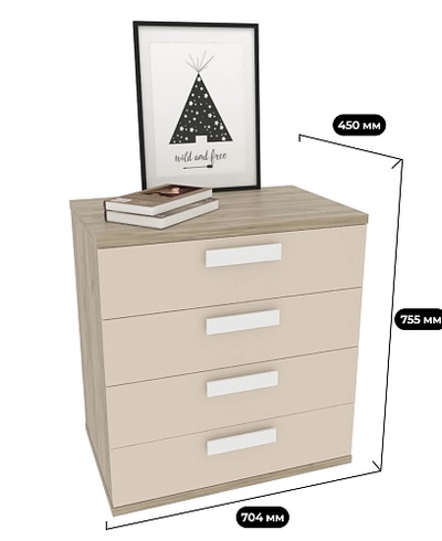 Комод 4 ящика, шириной 704мм E774