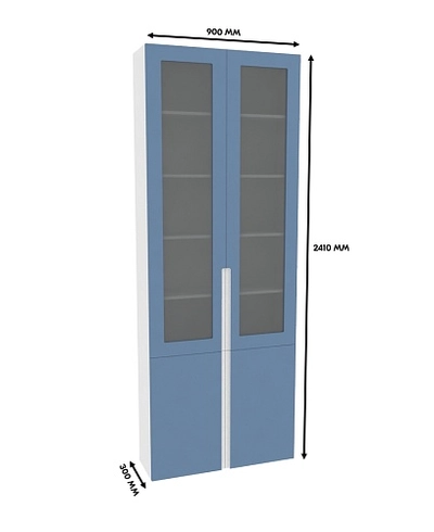 Шкаф книжный со стеклом, фасады в эмали LE240