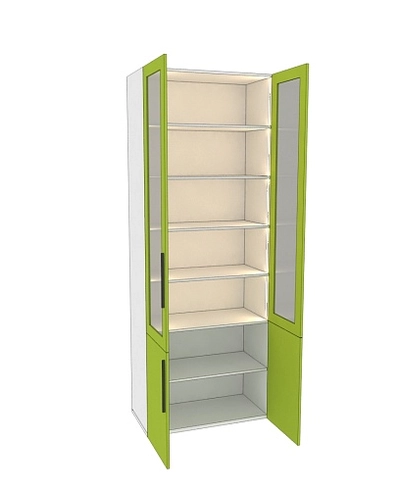 Шкаф книжный со стеклом L214S с подсветкой