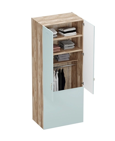 Шкаф двухдверный с фальш стенкой, фрезерованные фасады в эмали LE212