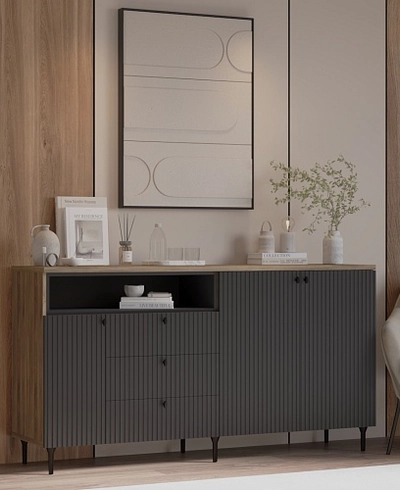 Комод, фрезерованные фасады в эмали LE729