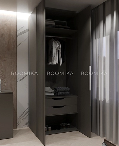 Шкаф 2 дверный, фрезерованные фасады в эмали LE210.60-3