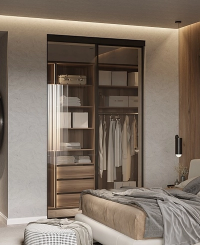 Стеклянная перегородка для гардеробной GRACE 1