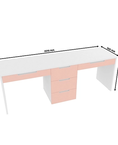 Cтол прямой на 2 рабочих места, фасады в эмали LE718.2