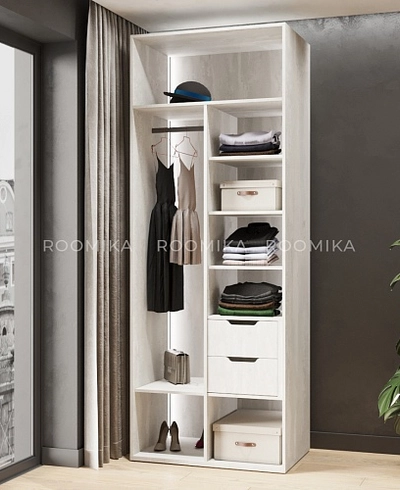 Шкаф для спальни с полками и штангой с подсветкой R210.60-4