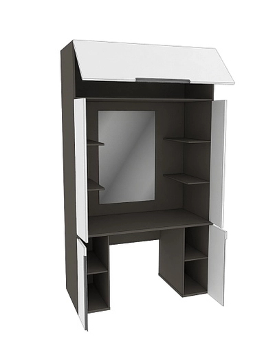 Стол туалетный с секцией и зеркалом, фасады в эмали LE404.60