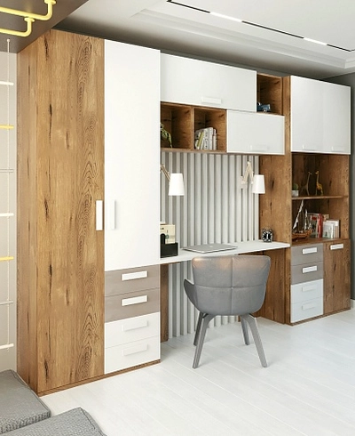 Навесная полка горизонтальная, открывание вверх, 3 ниши E323