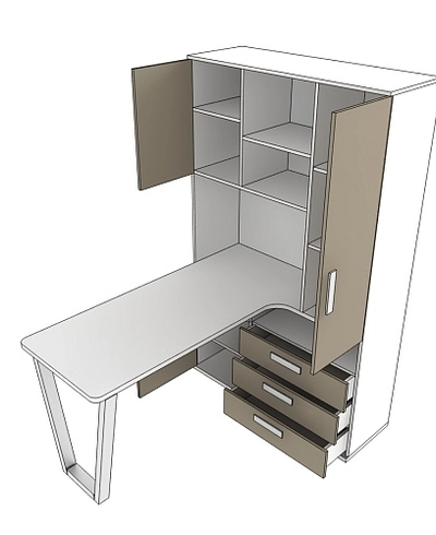 Шкаф со встроенным столом шириной 1154мм E407 L/R
