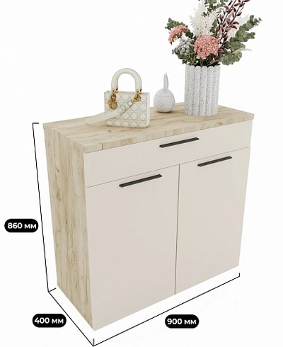 Тумба широкая 2 дверная с ящиком L876