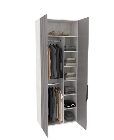 Шкаф двухдверный узкий с фрезерованными фасадами LE210.44-4