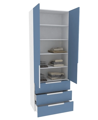 Шкаф книжный/для одежды с тремя ящиками, фасады в эмали LE213