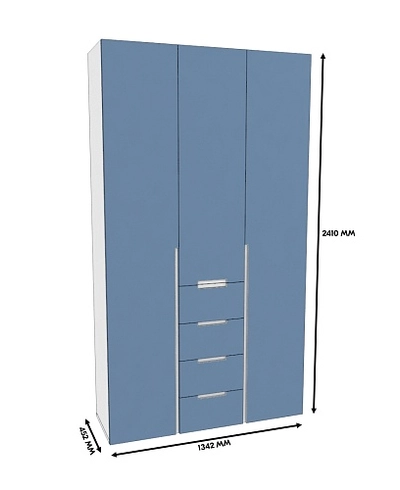 Шкаф трехдверный с ящиками узкий, фасады в эмали LE203.44
