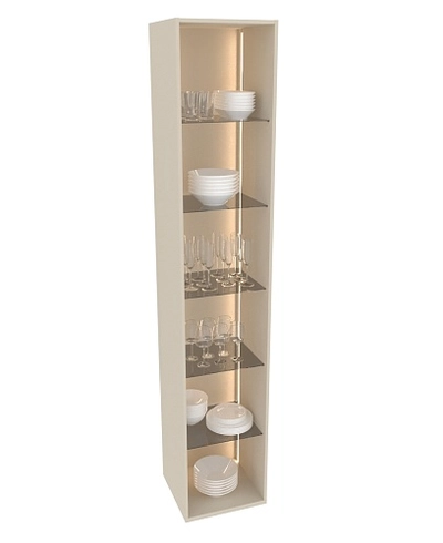 Шкаф со стеклянными фасадом полки стекло с подсветкой R220.1