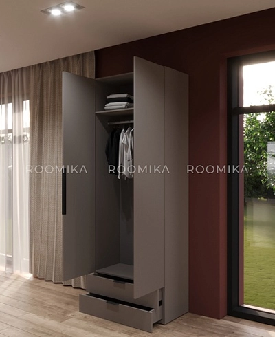 Шкаф 2 дверный с ящиками, фасады в эмали LE211.44