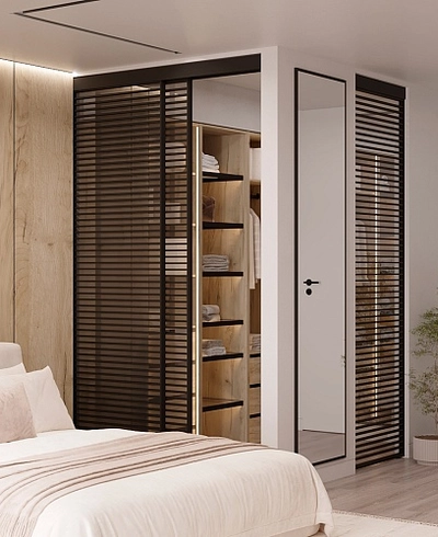 Составная стеклянная перегородка для гардеробной GRACE 21