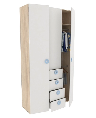 Шкаф трехдверный с ящиками узкий L203.44