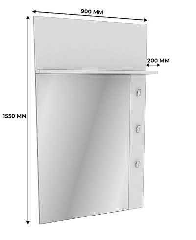 Панель зеркало с полкой и крючками L190 L/R