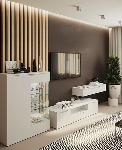 Тумба под ТV напольная с подсветкой, фасады в эмали LE505