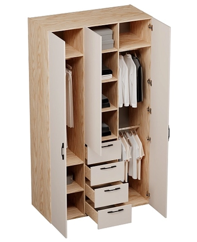 Шкаф трехдверный с ящиками глубокий L203.60