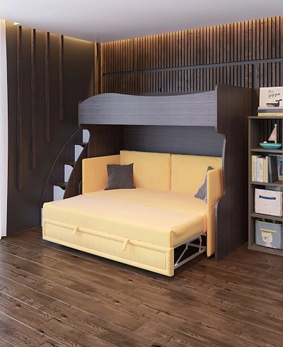 Кровать двухъярусная с раскладным диваном для подростка