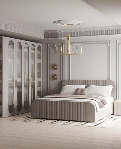 Шкаф 1 дверный узкий, фрезерованные фасады в эмали LE220.44-4