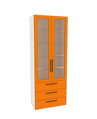 Шкаф книжный с тремя ящиками со стеклом L213S с подсветкой