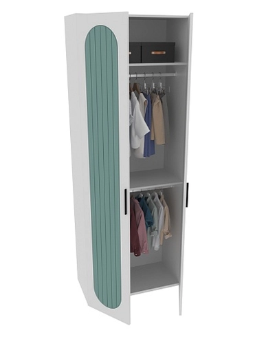 Шкаф двухдверный узкий, фрезерованные фасады в эмали LE210.44-1