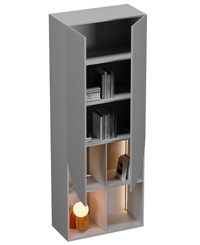 Шкаф для одежды с открытой нишей с подсветкой,фрезерованные фасады в эмали LЕ254.44