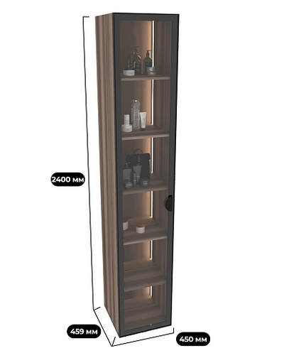 Шкаф со стеклянными фасадом с подсветкой R220.2