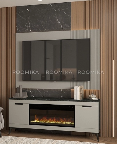 Тумба ТВ напольная с электрокамином на декоративных опорах LE545.350