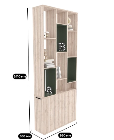 Стеллаж-тумба перегородка со вставками L239.90