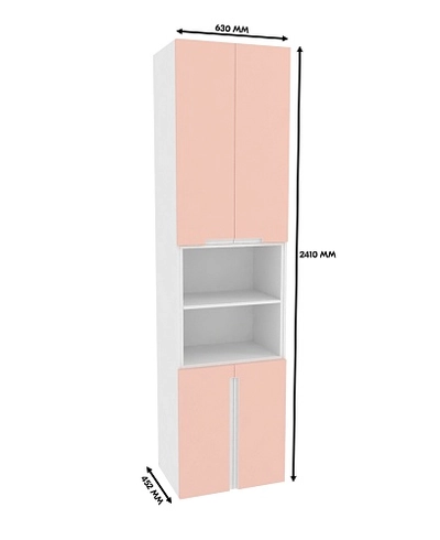 Шкаф книжный с нишей, фасады в эмали LE228.44